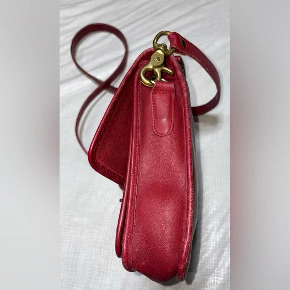 Coach Vintage from 1994 Station bag Red Leather Crossbody Bag L4C-5130 - Picture 5 of 11